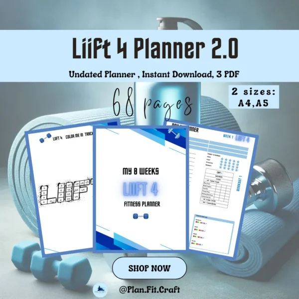 LIIFT 4 Planner 2.0 – 8-Week Fitness Journal | Meal & Workout Tracker (A4, A5)