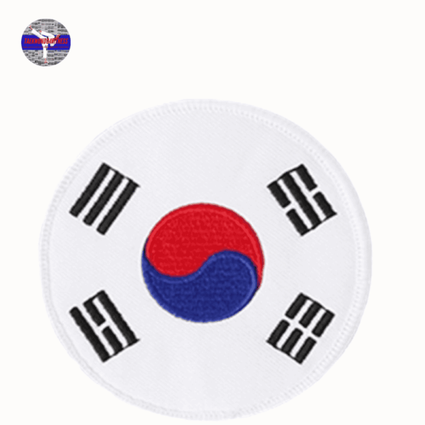 MOOTO Taekwondo Basic Type Circle Embroidery Patch – White & Black Taegeukgi | Kukkiwon Taekwondo Official Patch