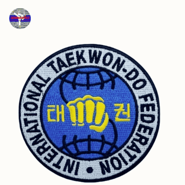 Taekwondo International Patch (3.5 Inch) – High-Quality Embroidered Iron or Sew-On Badge for Martial Arts Uniforms, Bags, and Apparel – Durable DIY Gift Patch