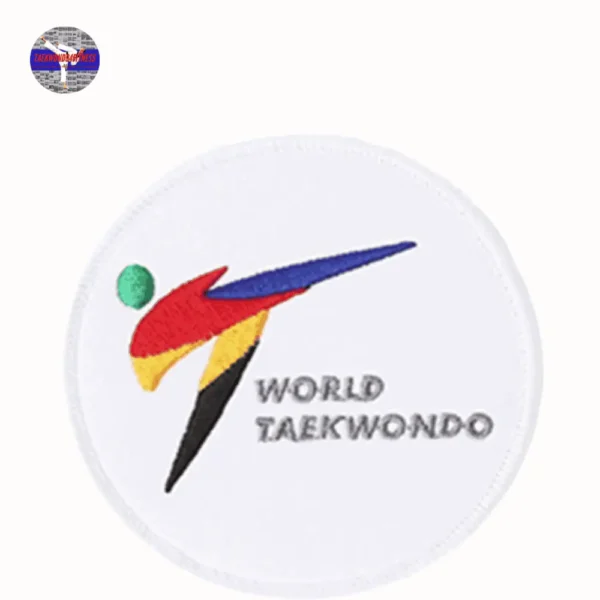 MOOTO Taekwondo Circle Embroidered Patch – White & Black Taegeukgi Design | Official World Taekwondo Kukkiwon Patch | Sew-On Uniform Badge – All Ages
