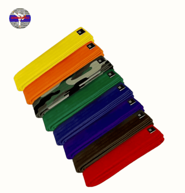 Martial Arts Polyester Belt; Choose Colour (No Stripe), 1.5 in. Width, 8 Rows of Stitching for Karate, Taekwondo, Judo, MMA