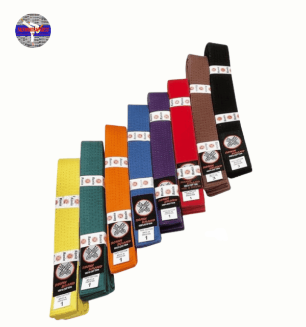 Martial Arts Uniform Solid Colored Rank Belt – White, Yellow, Green, Orange, Blue, Purple, Red, Brown, and Black