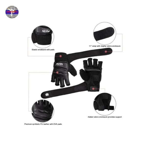 FitsT4 Half Mitts MMA Training Gloves – Boxing, Kickboxing, Taekwondo, Muay Thai, Sparring & Grappling – Wrist Wrap Support – PU Leather – For Men, Women & Kids - Image 4