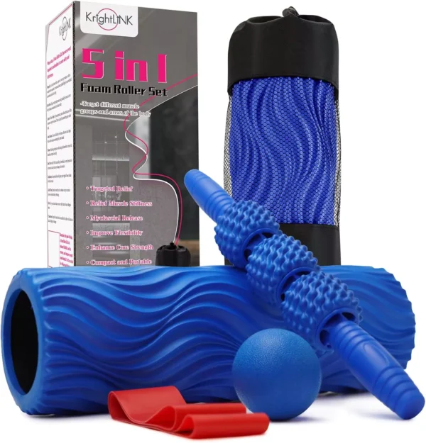 Krightlink 5-in-1 Foam Roller Set | Deep Tissue Muscle Massage & Recovery Kit