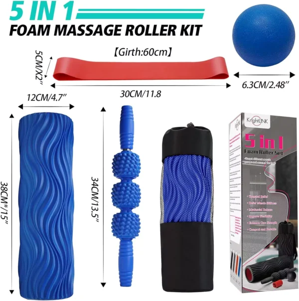 Krightlink 5-in-1 Foam Roller Set | Deep Tissue Muscle Massage & Recovery Kit - Image 5