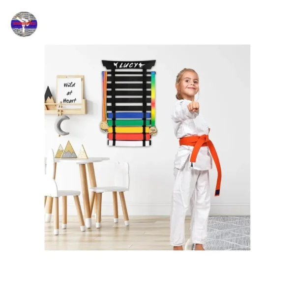 Ultimate Martial Arts Belt Display Rack – 10 Belt Holder with Personalized Stickers - Image 5