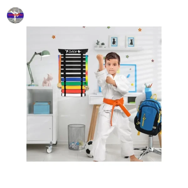 Ultimate Martial Arts Belt Display Rack – 10 Belt Holder with Personalized Stickers - Image 6