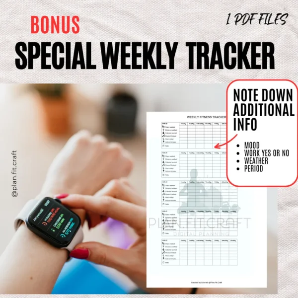 Fitbit-Compatible Daily and Weekly Fitness Tracker – Stylish Printable PDF (A4/A5) - Image 2