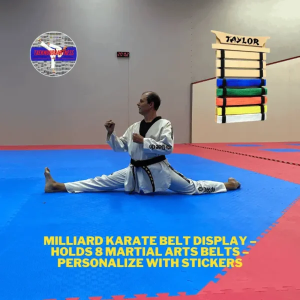 Milliard Premium Belt Display – Holds 8 Martial Arts Belts - Personalize with Stickers - Image 2
